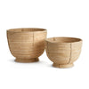 footed bowl set natural rattan cane