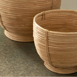 footed bowl set natural rattan cane