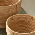 footed bowl set natural rattan cane