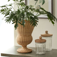 wicker natural footed urn planter