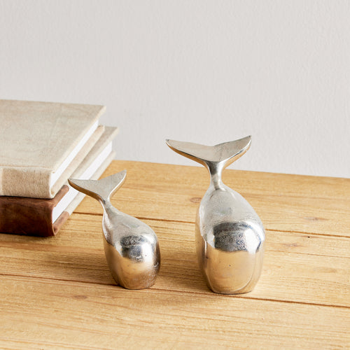 Unique silver whale home decor