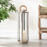 designer lantern natural teak stainless steel