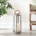 designer lantern natural teak stainless steel