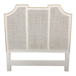 king headboard shell white gold accents cane pattern