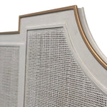 king headboard shell white gold accents cane pattern