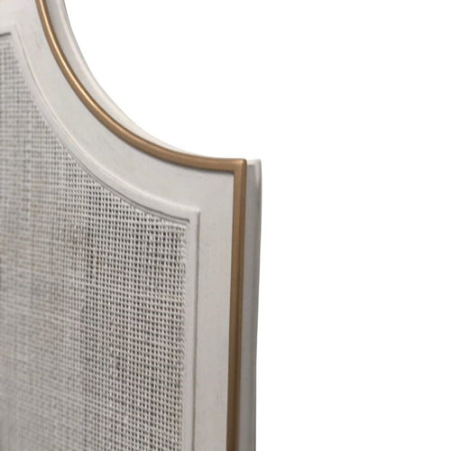 queen headboard shell white gold accents cane pattern