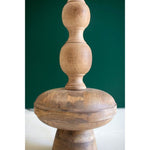 table lamp natural turned wood off-white shade