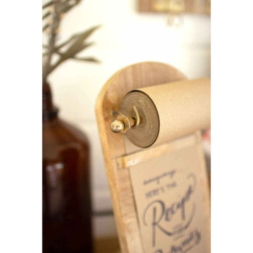 wood brass tabletop organizer note roll