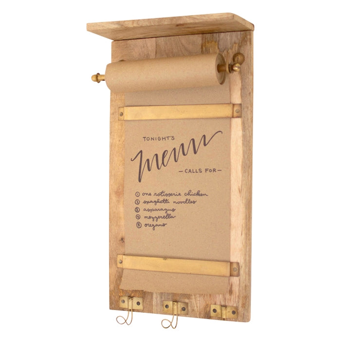 wood brass wall organizer note roll hooks