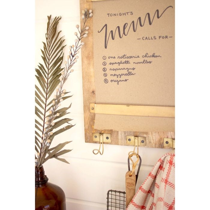 wood brass wall organizer note roll hooks
