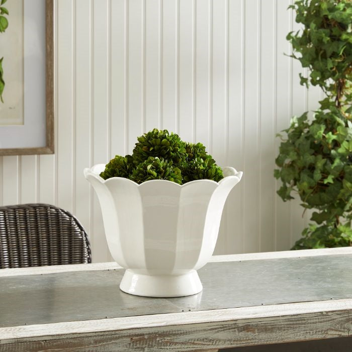 fluted cachepot classic white decor vase