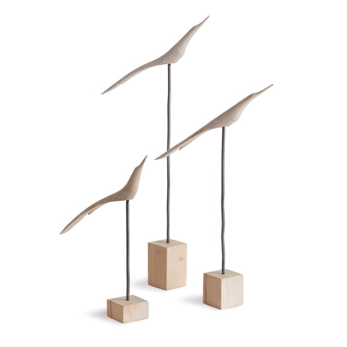 whitewash rustic flock of birds sculpture set