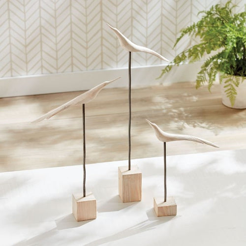 whitewash rustic flock of birds sculpture set