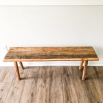 bench 2 recycled wood sizes splayed legs natural finish