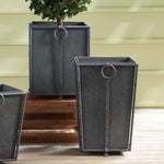 antique gray planter metal tapered