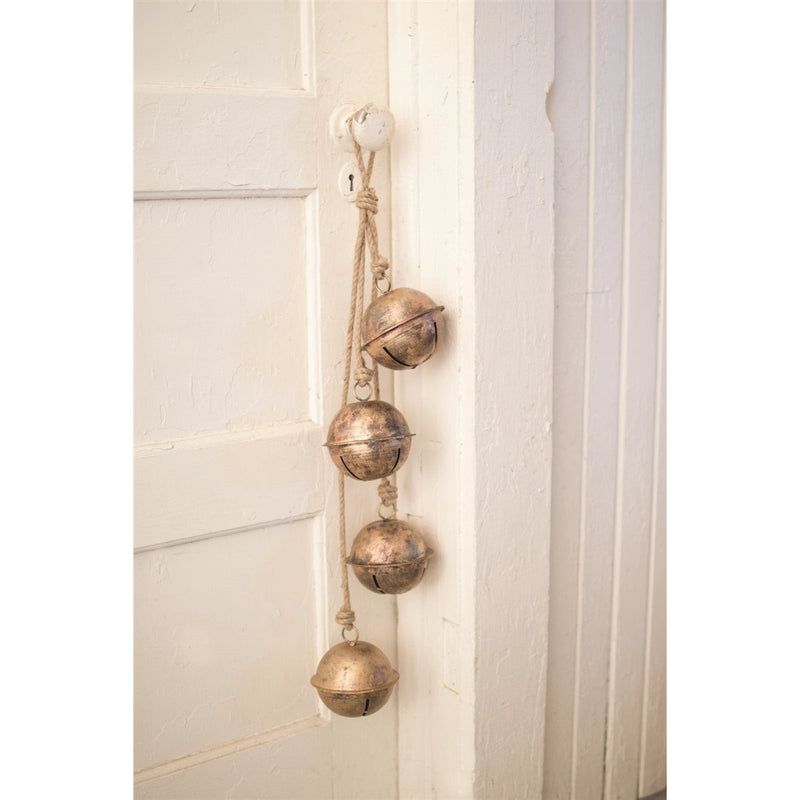 brass bells metal rustic four jute twine
