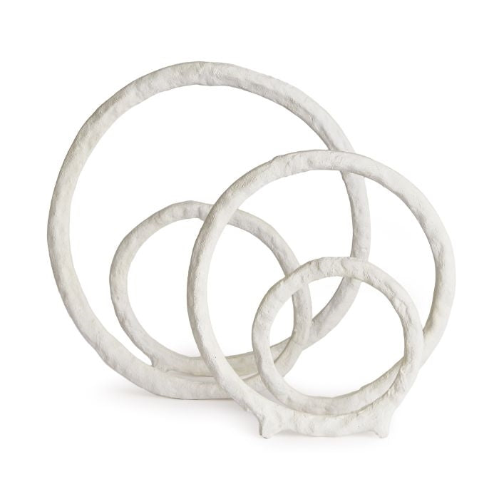 white sculpture set round modern cast aluminum
