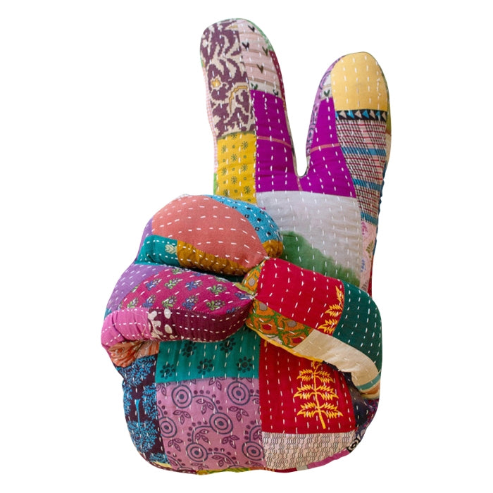 kantha peace sign pillow