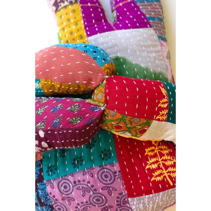 kantha peace sign pillow