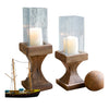 square hurricane candle holders recycled wood set