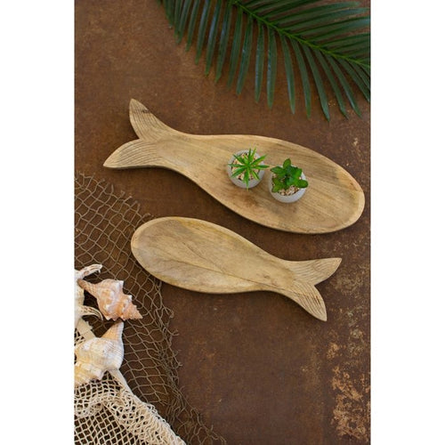 wood carved fish set 2