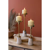 set 3 marble brass pillar candle holders