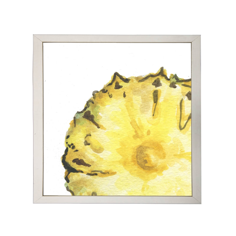 Photography art watercolor yellow pineapple slice square silver frame