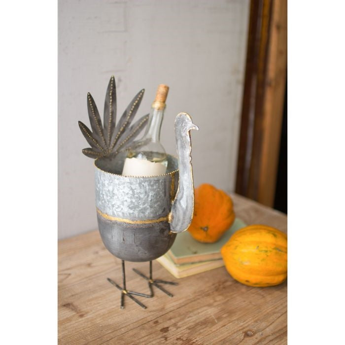silver metal galvanized two-tone turkey wine chiller cooler