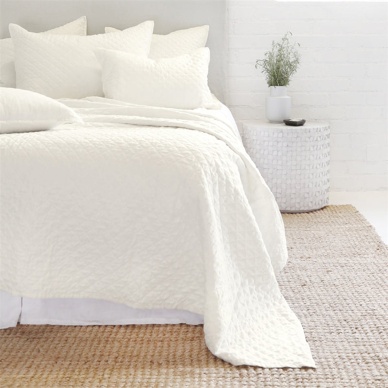 cream diamond quilted coverlet pillow shams