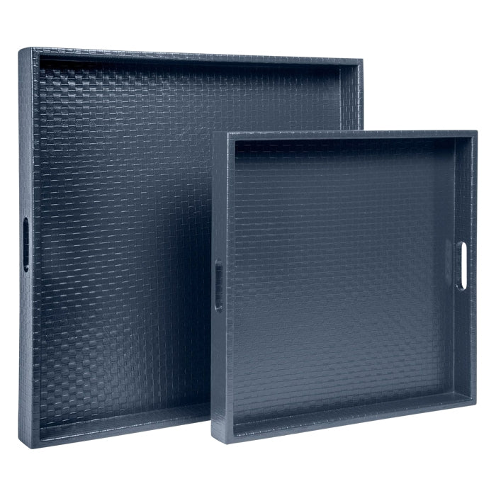 navy faux leather square trays