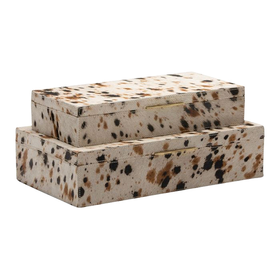 hair on hide nesting box set black brown rectangle