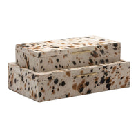 hair on hide nesting box set black brown rectangle