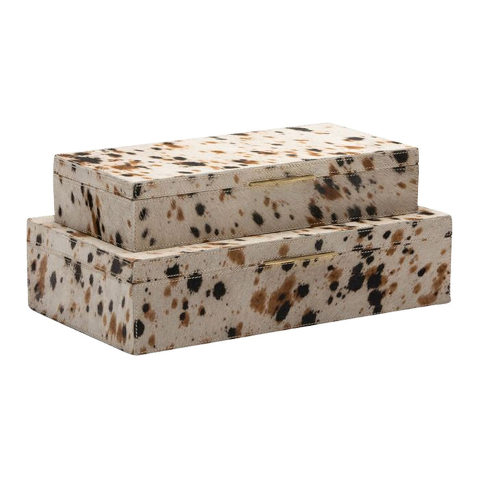 hair on hide nesting box set black brown rectangle
