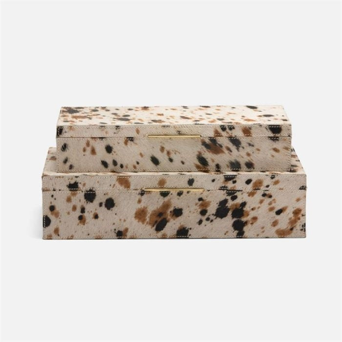 hair on hide nesting box set black brown rectangle