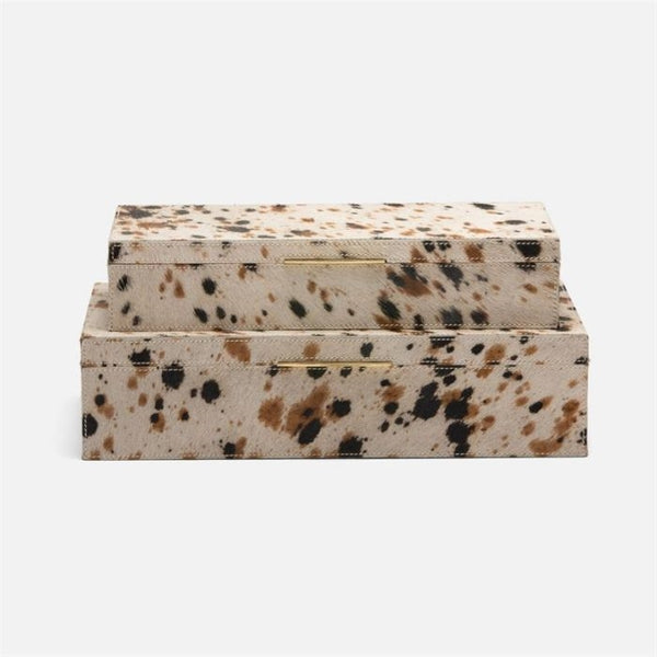 hair on hide nesting box set black brown rectangle