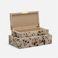 hair on hide nesting box set black brown rectangle