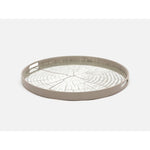 circular tray mirror cracked detail white wood grain handles
