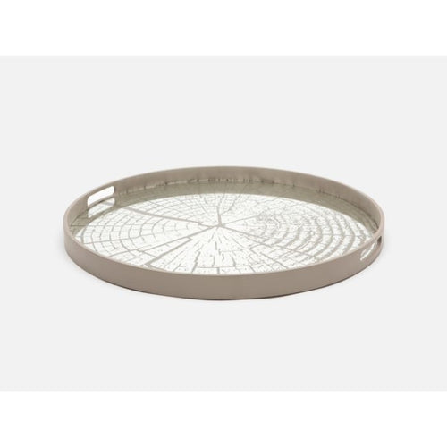 circular tray mirror cracked detail white wood grain handles