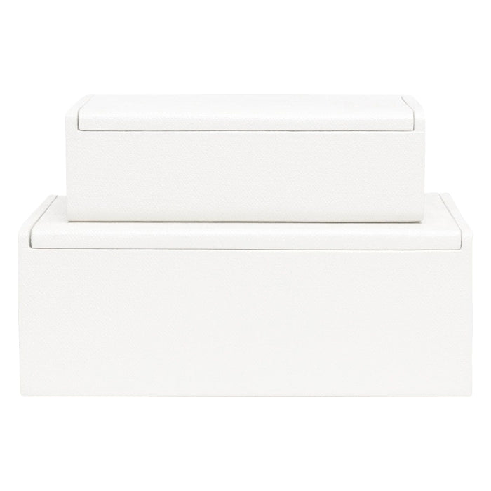 white faux Belgian linen box set