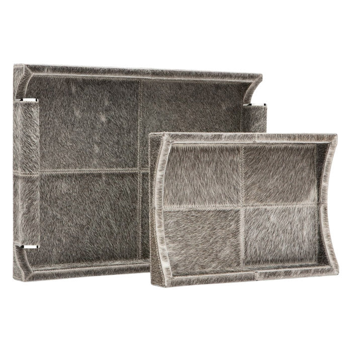 grey hair-on-hide trays