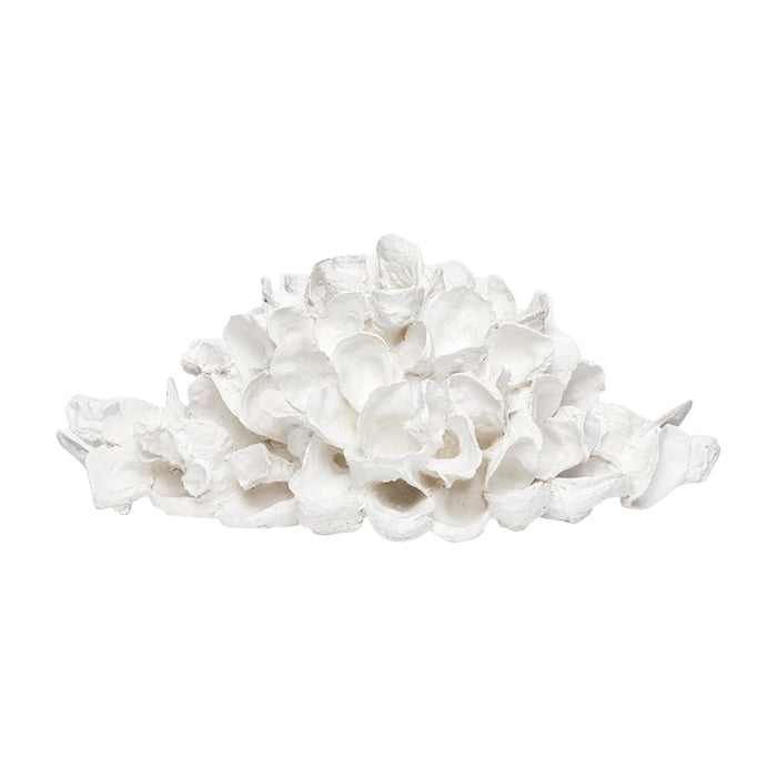 white oyster shell pile sculpture