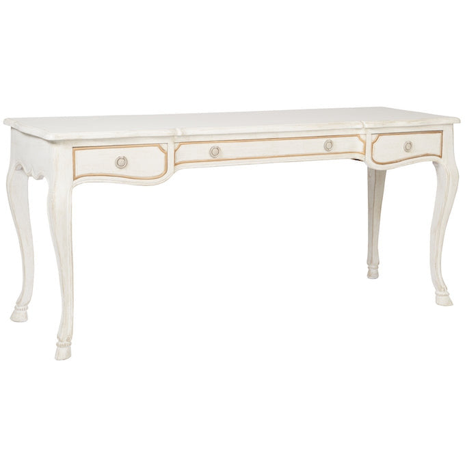 white + gold accent desk beveled legs