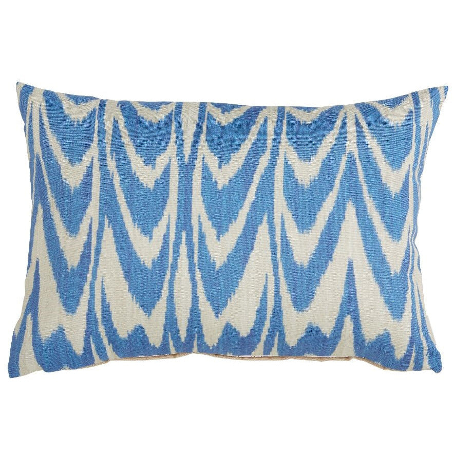 outdoor pillow blue ivory cream ikat lumbar rectangle long