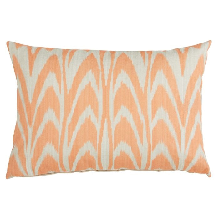 ikat scallop lumbar pillow patterned coral