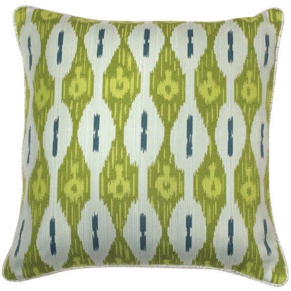lime green teal white square pillow