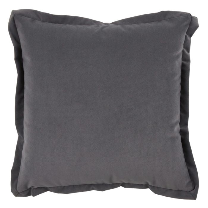 square grey outdoor velvet pillow