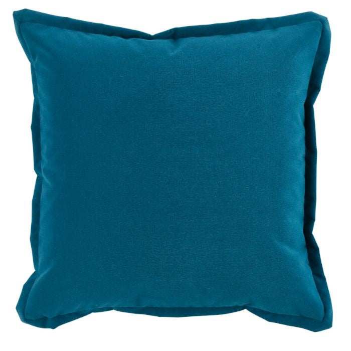 square marine blue velvet outdoor pillow