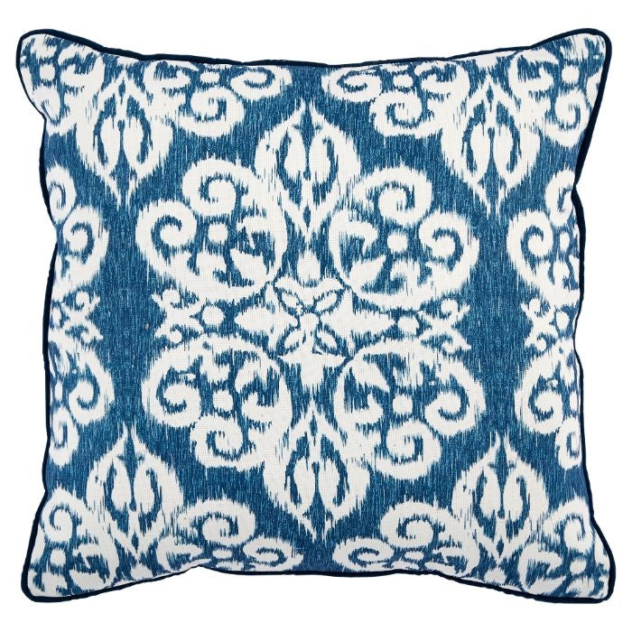 velvet pipe square pillow patterned indigo