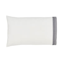 white navy embroidered borders sheet set