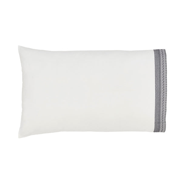 white navy embroidered borders sheet set